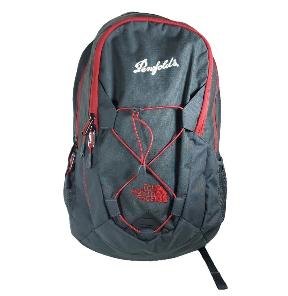 The North Face 29L Gray Red Company Logo Padded School Laptop Outdoor Backpack